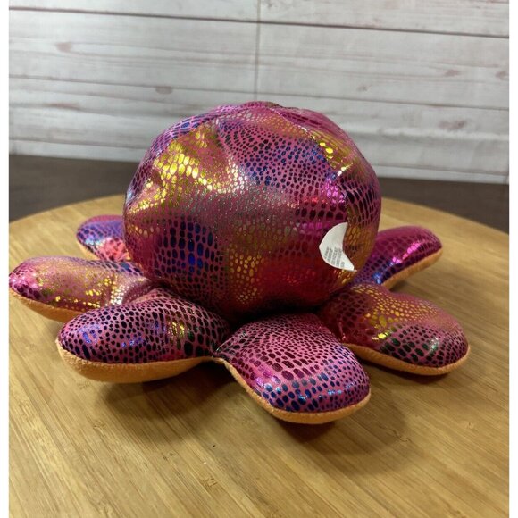 Goffa Octopus Plush Squishy Stuffed Animal Shiny Sparkly Pink & Orange 5” Toy - Picture 3 of 7
